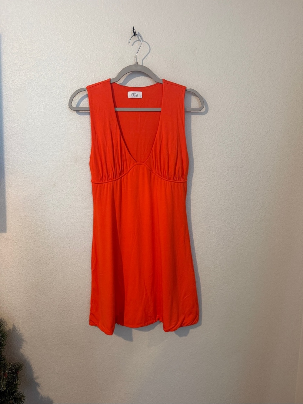 Oh Polly Orange V-Neck Sleeveless Mini Dress